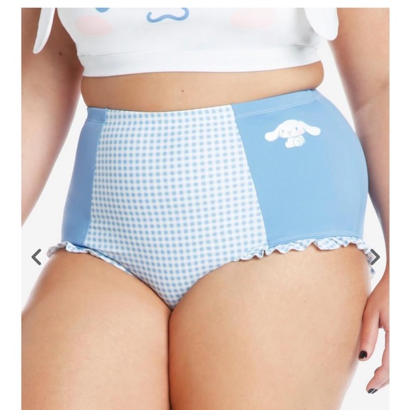 Cinnamoroll Blue Gingham High-Waisted Swim Plus Size 3X top and 5X bottoms - Picture 3 of 8